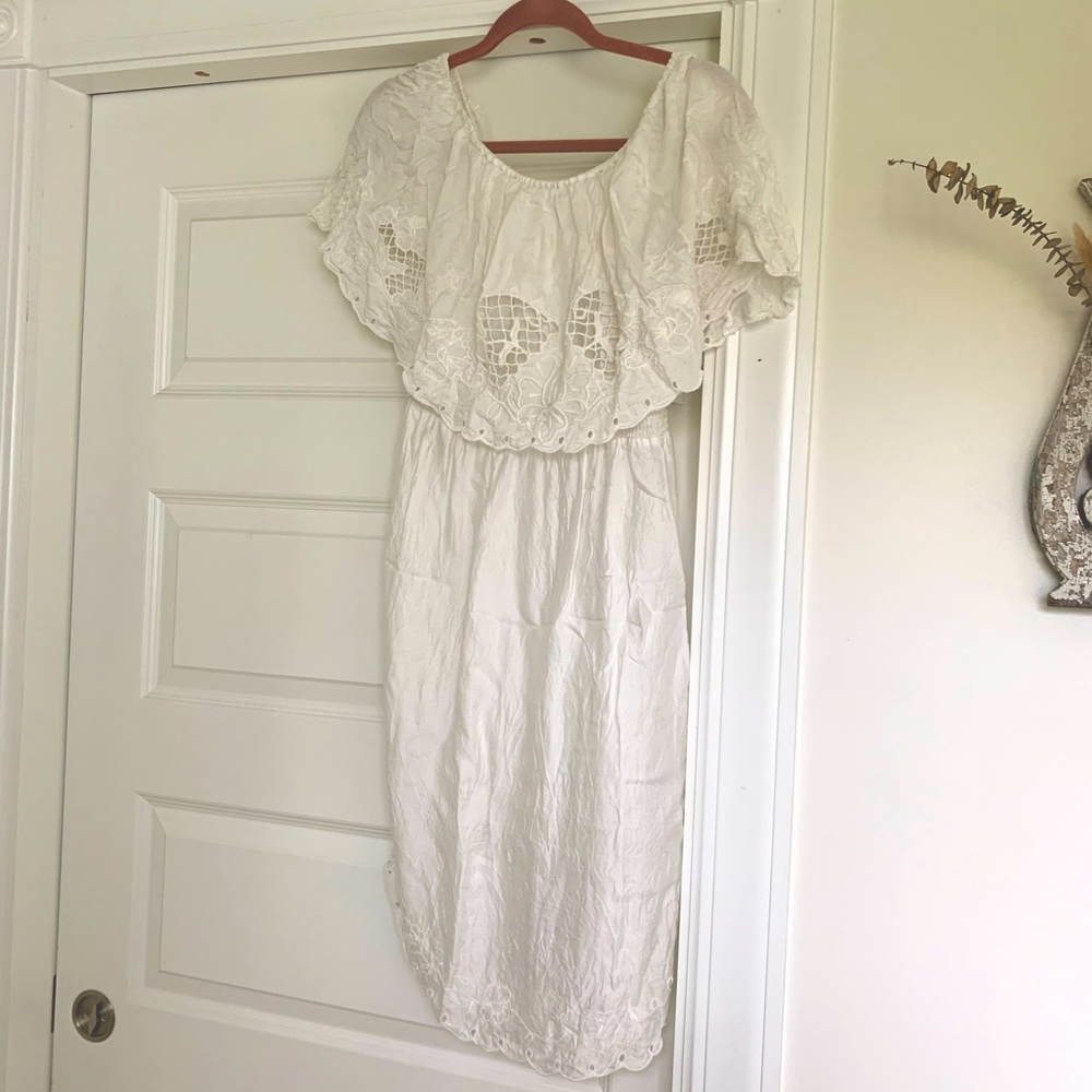White Embroidered Free People Dress
